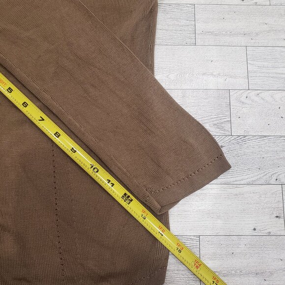 VTG Banana Republic Silk Ribbed Cardigan Pointelle Detail Taupe Preppy Womens M - Picture 10 of 12